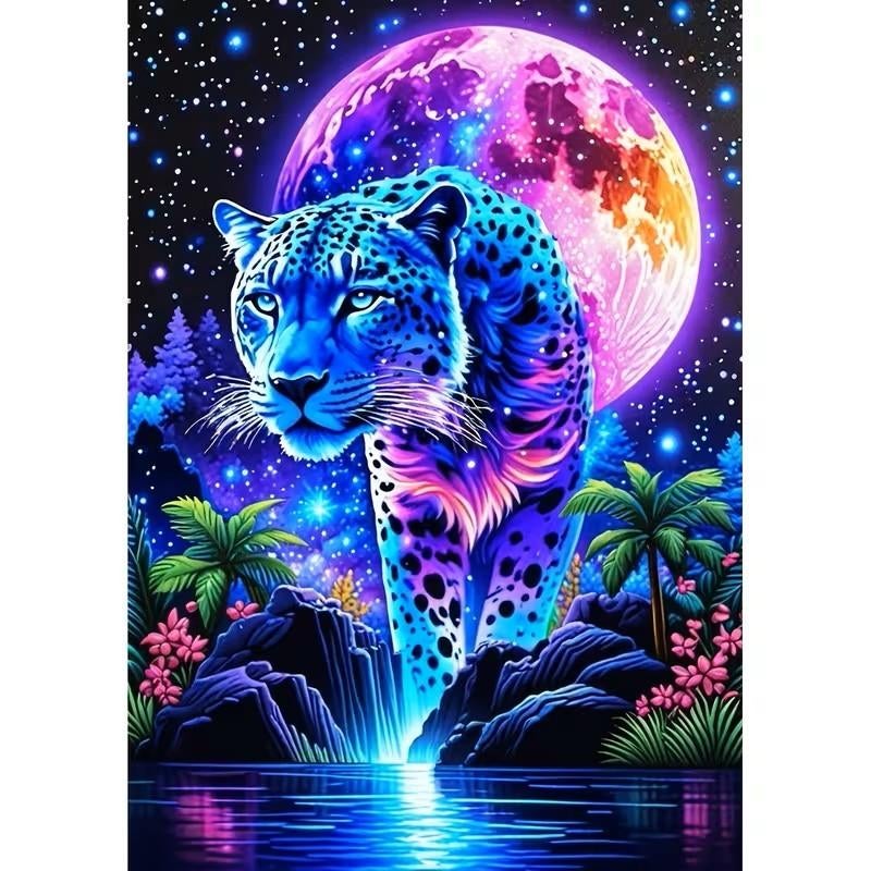 nr 10 Diamond Painting panter 50x40cm (vierkant), Hobby en Vrije tijd, Knutselen, Nieuw, Diamond painting, Educatief, Zelfklevend