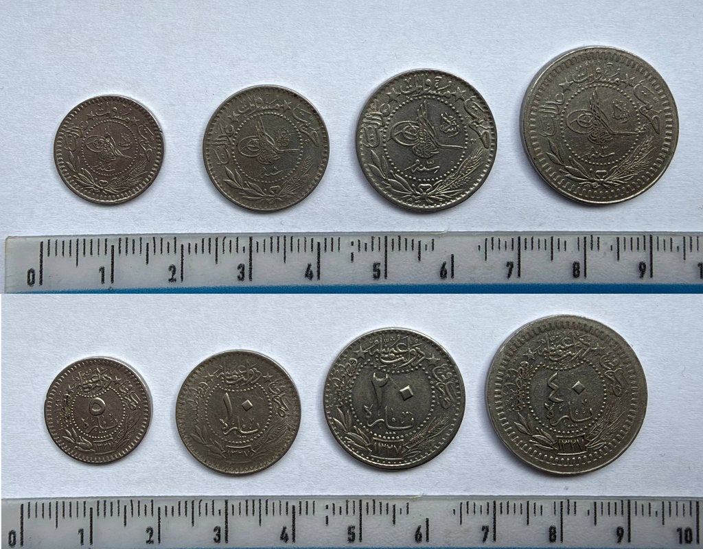 Ensemble de pièces ottomanes en nickel Mehmed V, Timbres & Monnaies, Enlèvement ou Envoi, Autres pays, Série