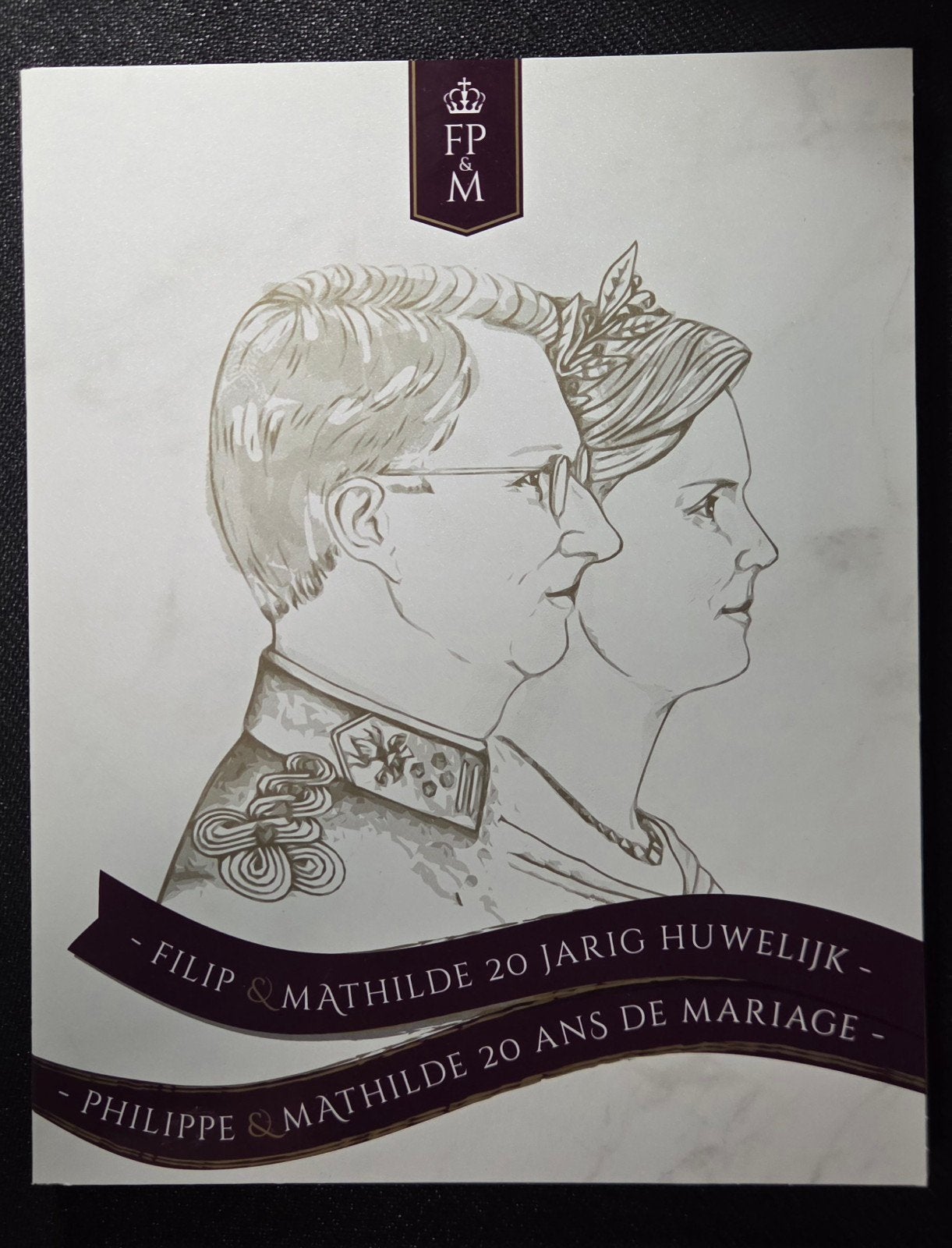 Euro Souvenir 0€ — Philippe & Mathilde — 20 jaar huwelijk, Ophalen, Munten en Bankbiljetten