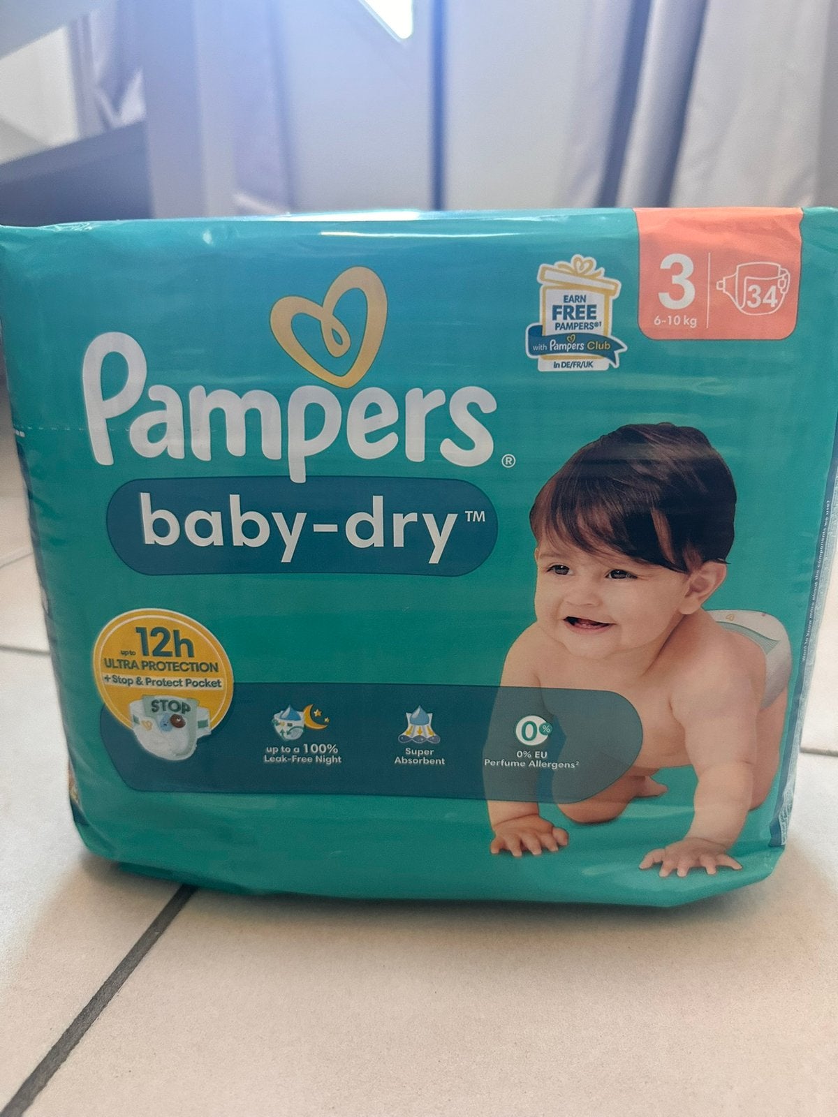 Paquet de 34 couches Pampers Baby-Dry, taille 3 (6–10 kg), Enlèvement, Comme neuf