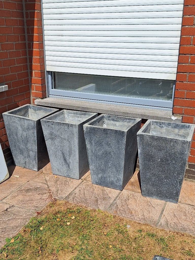 4 grote bloempotten in betonlook, Ophalen, Gebruikt, Balkon, 40 tot 70 cm