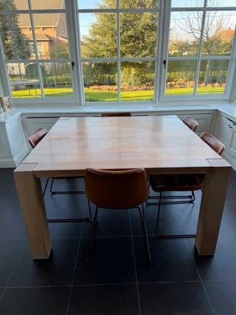Eettafel eik, 100 à 150 cm, Cinq personnes ou plus, Carré, Enlèvement