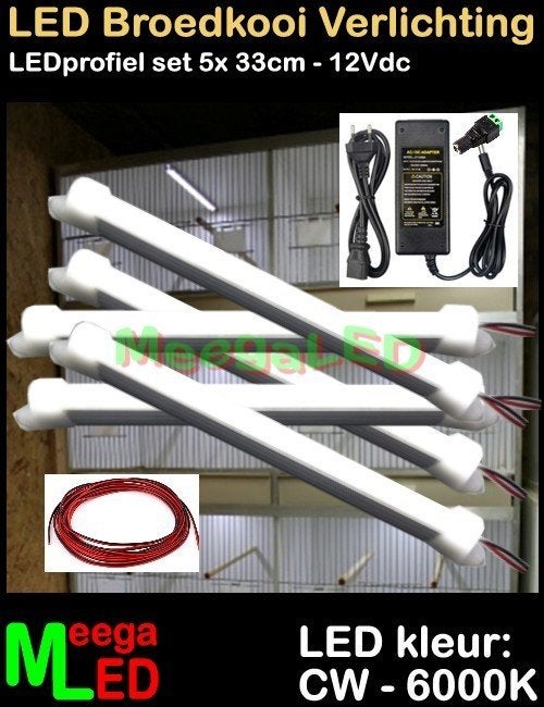 LED profiel strip SET 5x 33cm Broedkooi Kweekkooi Vogelkooi, Ophalen of Verzenden, Nieuw, Aluminium, Broedkooi of Kweekkooi