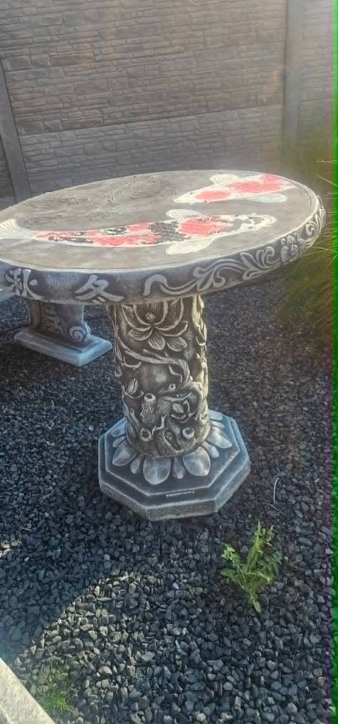 Prachtige tafel / vijver / koi, Karper of Koi