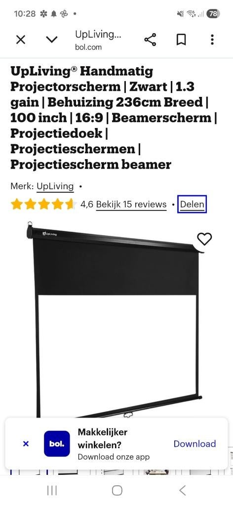 Projectiescherm, Enlèvement, Manuel, Neuf