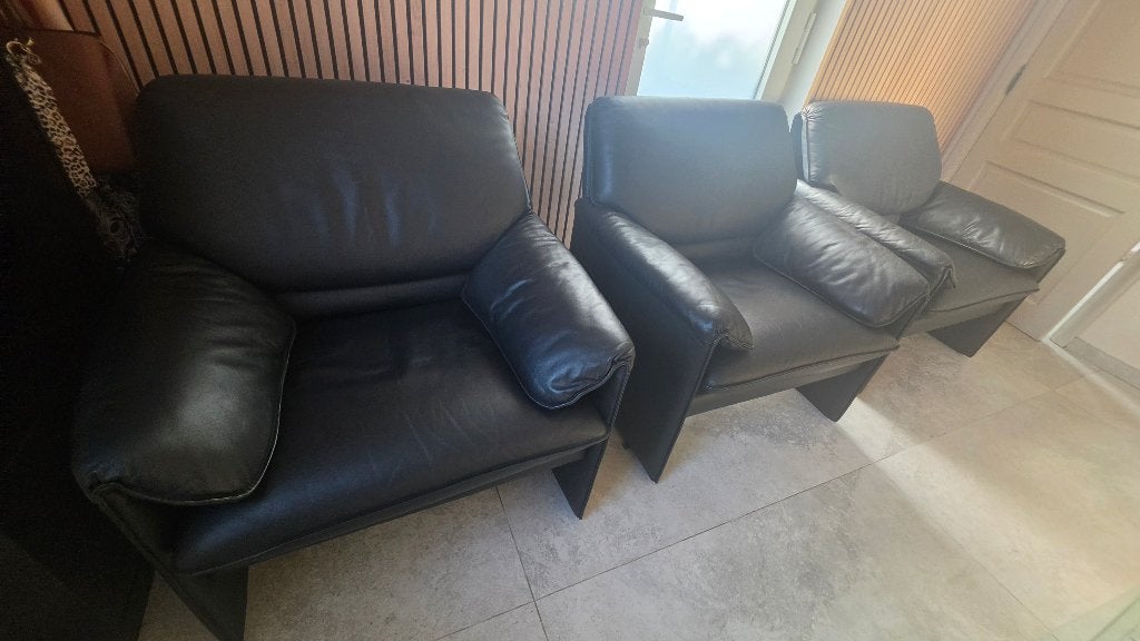 Fauteuil Leolux Bora bêta en cuir noir, Maison & Meubles, Fauteuils, 75 à 100 cm, Comme neuf, Enlèvement, Cuir