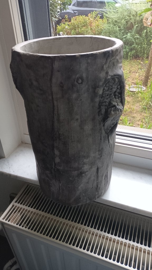 Grote pot in boomstamstructuur, Tuin en Terras, Bloempotten, Ophalen