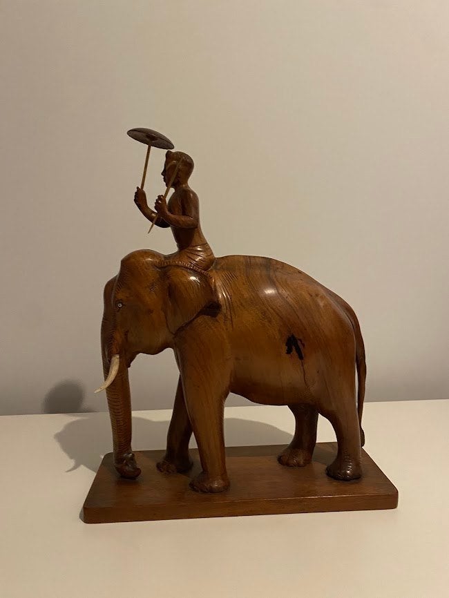 antiek Indiaas houtsnijwerk, mahout op olifant, Antiek en Kunst, Ophalen