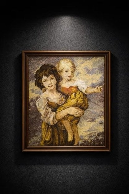 Vintage canvasbord - The Bowden Kids., Antiek en Kunst, Ophalen