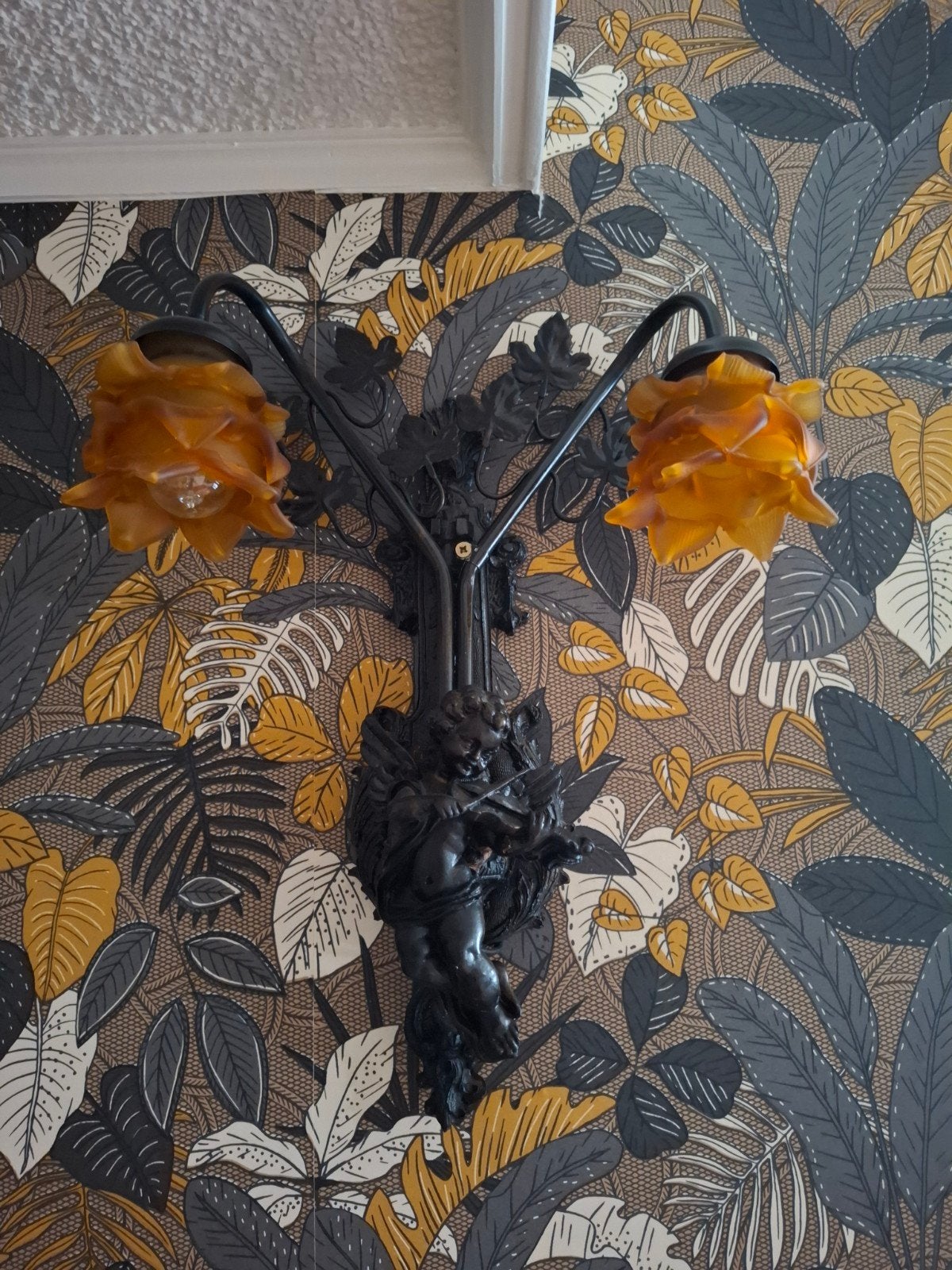 2x Bronsen wandlamp, Ophalen, Zo goed als nieuw, Wandlamp