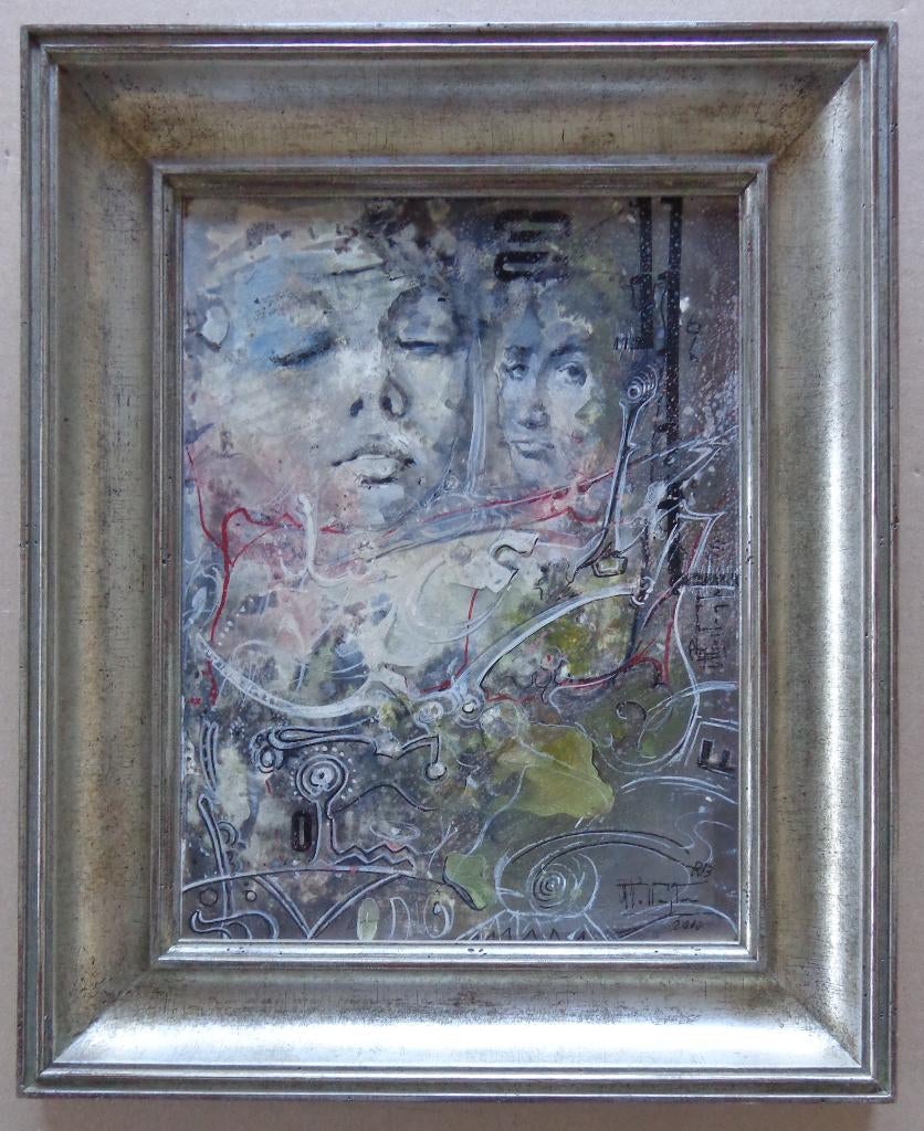 ROGER VAN BELLEGHEM / GEZICHTEN / OLIEVERF / 33x27cm / KADER, Enlèvement ou Envoi, Signé, Peinture à l'huile