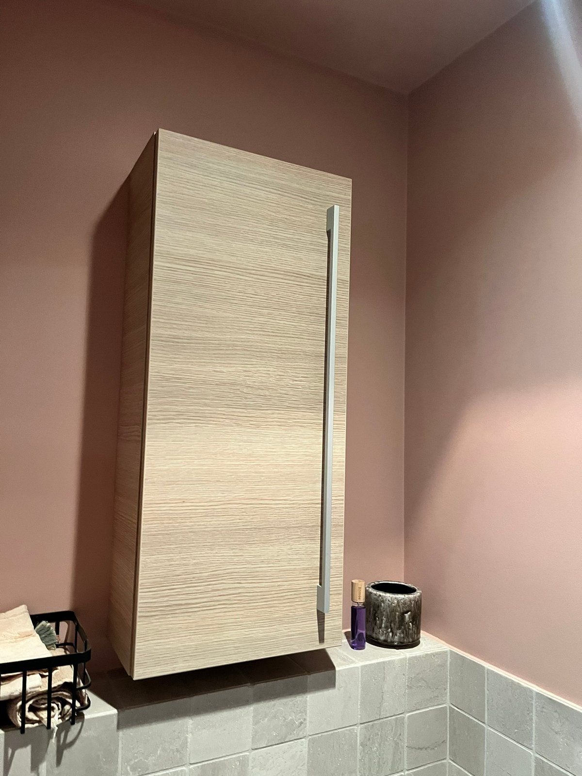 Eiken kastje, Huis en Inrichting, Badkamer | Badkamermeubels, Ophalen, (Half)hoge kast, Minder dan 50 cm, Zo goed als nieuw