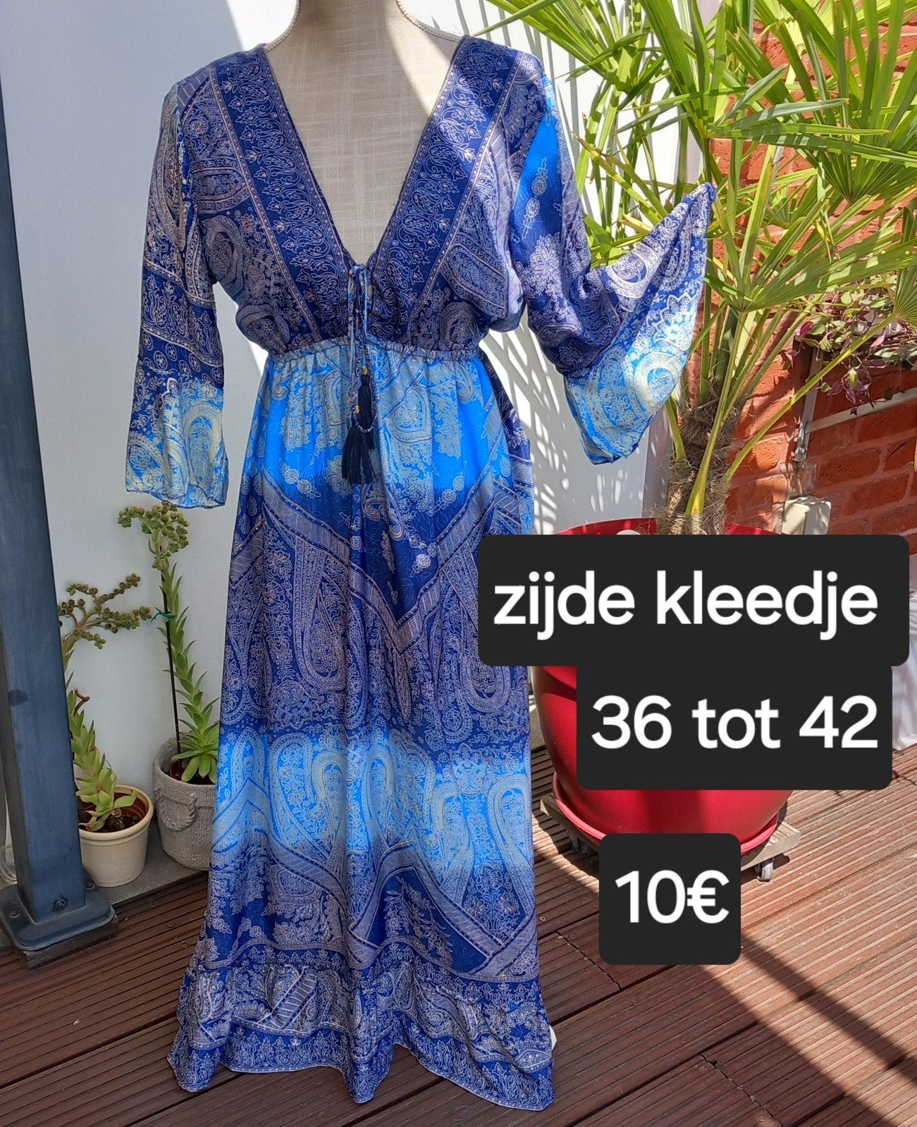 zijde kleedje één maat kan 36/38/40/42, Kleding | Dames, Gelegenheidskleding, Ophalen, Maat 38/40 (M), Blauw, Cocktailjurk