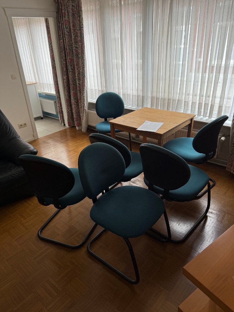 Set van 6 bijpassende turquoise cantilever bureaustoelen, Enlèvement, Utilisé, Bleu, Chaise de bureau