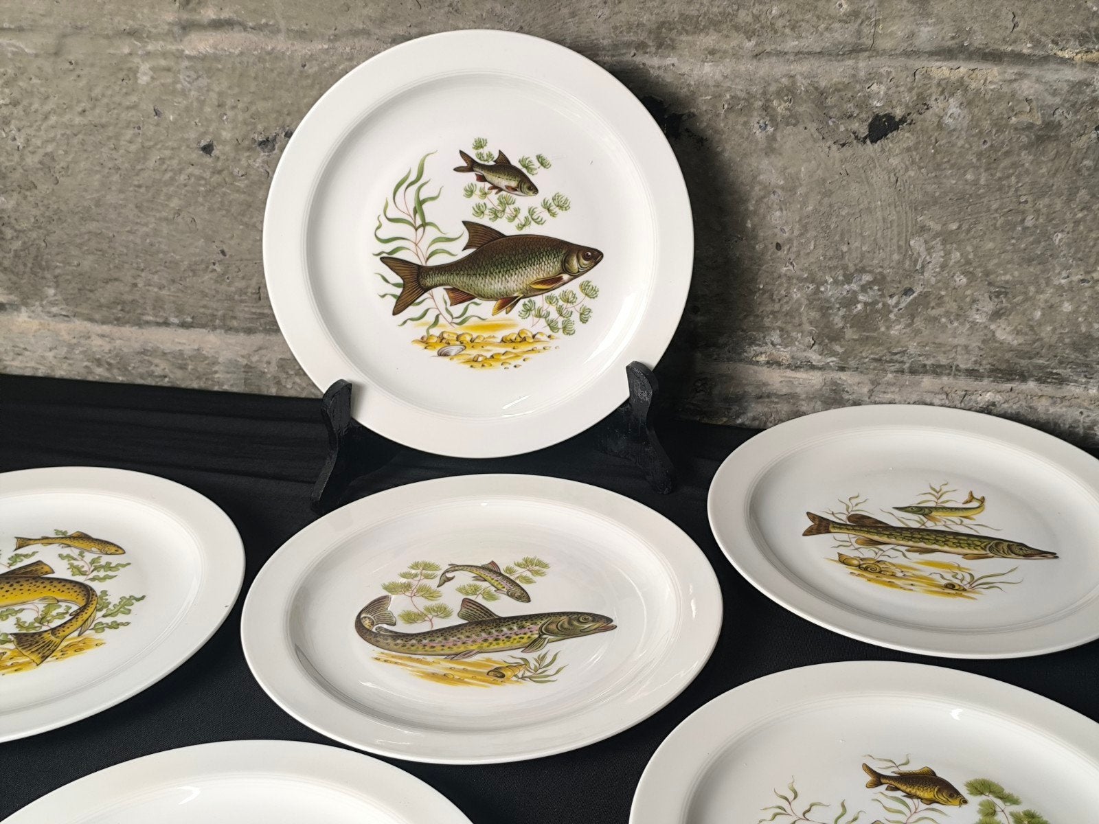 Ensemble de 6 assiettes à poisson/vaisselle à poisson vintag, Enlèvement ou Envoi