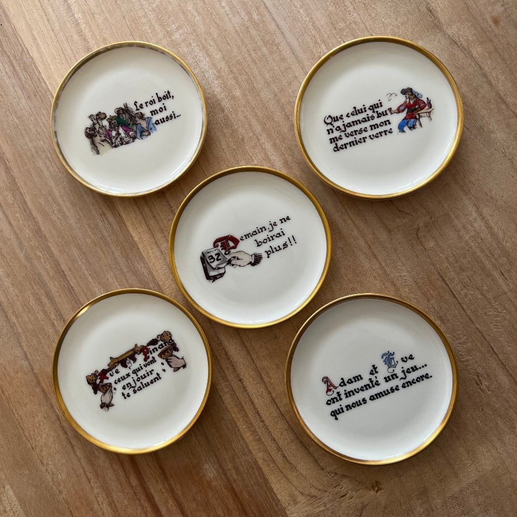 Sous verres porcelaine UDECO, Enlèvement, Utilisé, Doré, Pierre/céramique