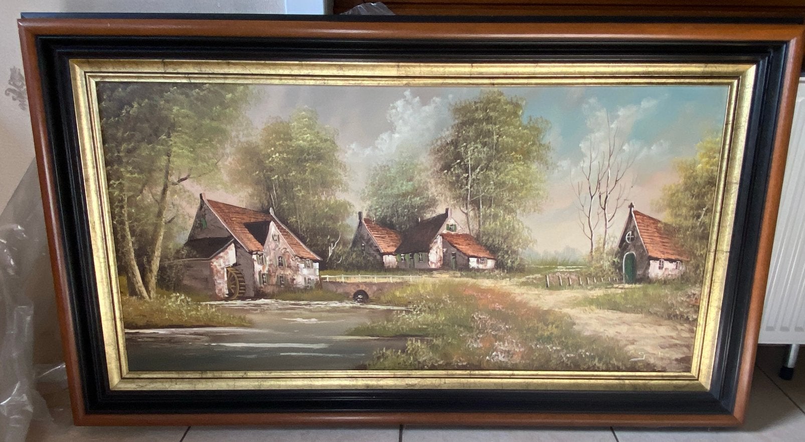 Antiek schilderij in houten lijst, Antiek en Kunst, Ophalen, Klassiek, Landschap