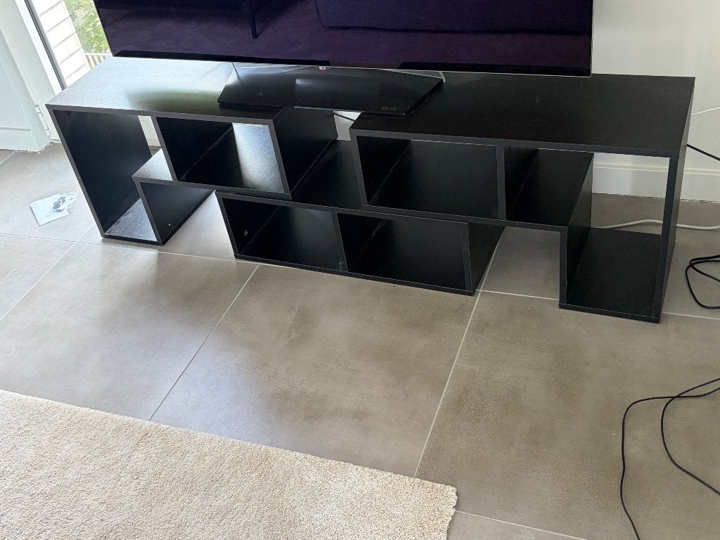 meuble TV modulaire noir — 3 pièces, extensible 140-180 cm, Enlèvement, Comme neuf, 150 à 200 cm, Moins de 100 cm