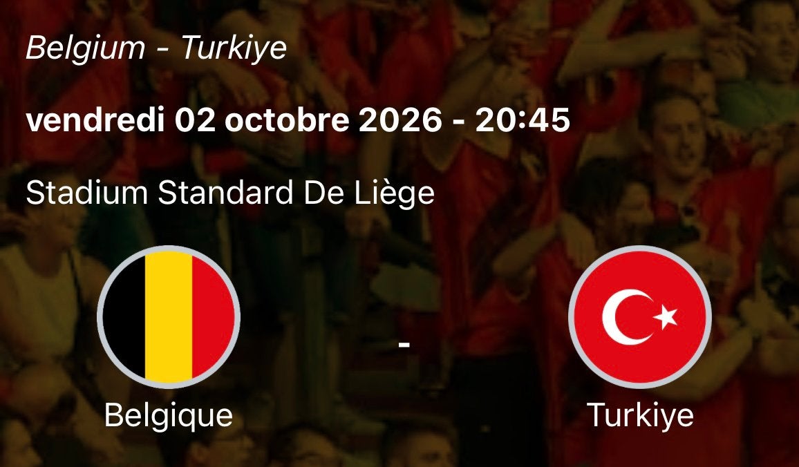 2 tickets België - Turkije, Oktober
