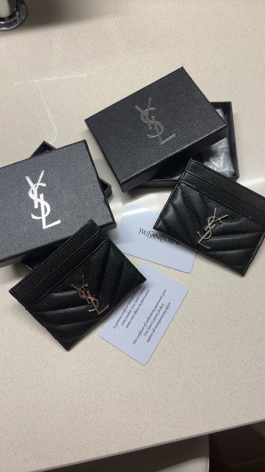 Titulaires de cartes YSL, Envoi, Neuf, Noir, Cuir
