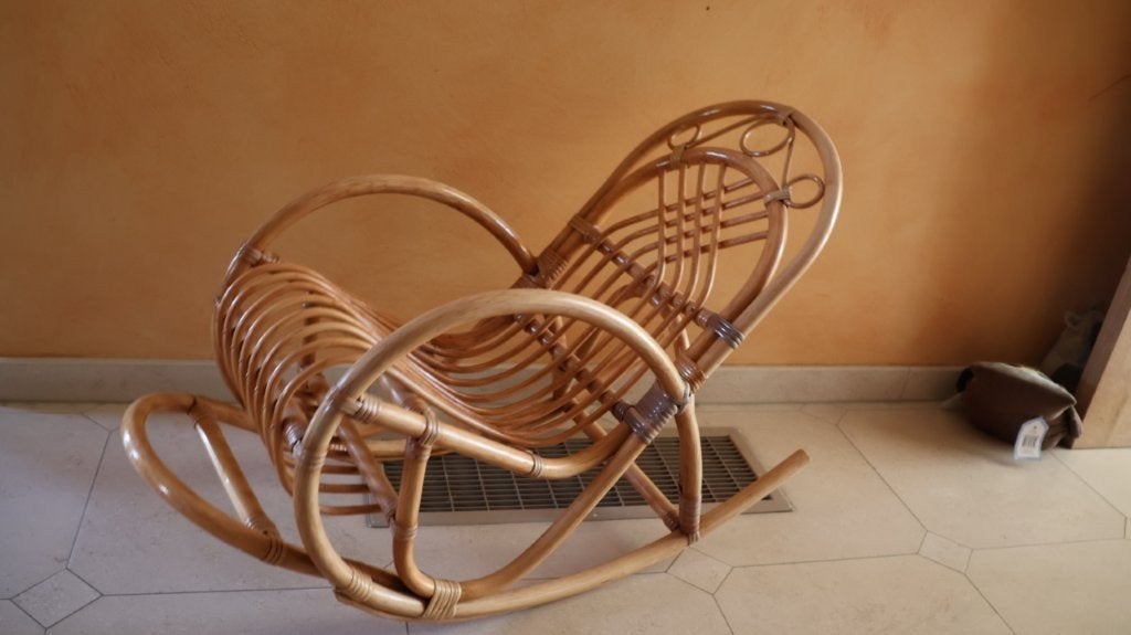 Vintage rotan kinderschommelstoel, Kinderen en Baby's, Ophalen, Gebruikt