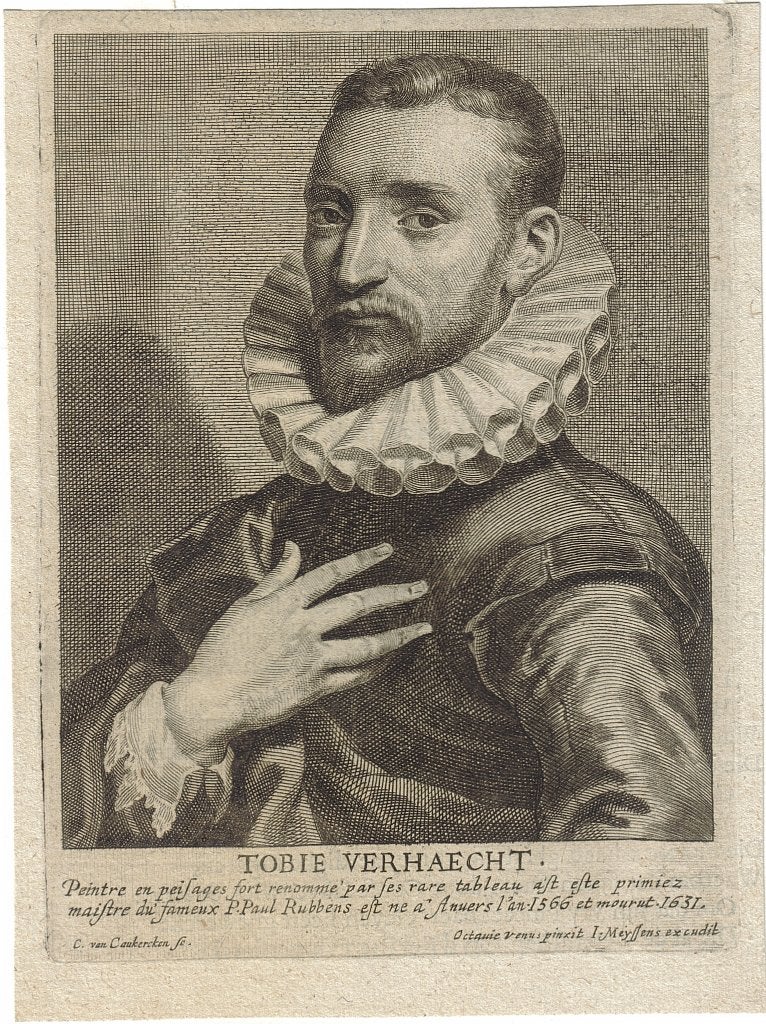 Cornelis van Caukercken gravure "Portret Tobie Verhaecht", Antiek en Kunst, Ophalen, Portret, 1600 - 1699, Origineel