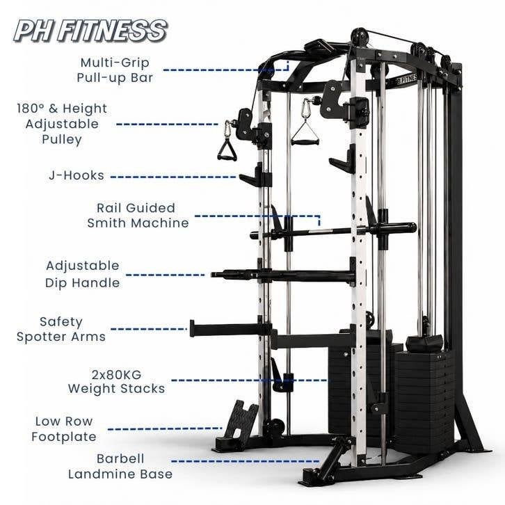 PH Fitness Corner Smith Machine - Cable Crossover 160KG, Sports & Fitness, Enlèvement ou Envoi, Neuf, Bras, Autres types