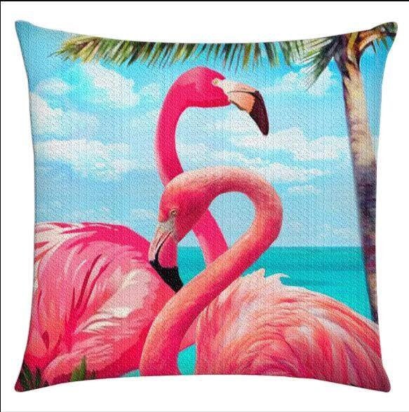 5D Diamond Painting kussenhoes 40x40cm Flamingo nr Z2005, Nieuw, Meerkleurig, Ophalen of Verzenden, Educatief
