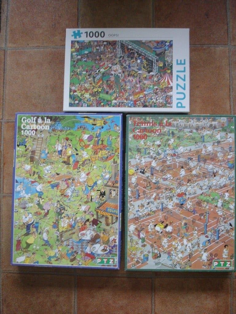 3 x cartoon puzzel 1000 stukjes ( Jan van haasteren), Ophalen, 500 t/m 1500 stukjes, Zo goed als nieuw, Legpuzzel