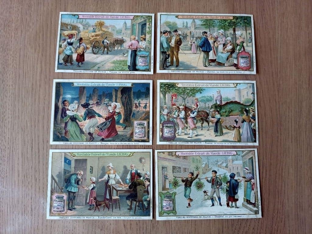 Liebig: Vieilles coutumes de France (reeks 6 chromos), Boeken, Prentenboeken en Plaatjesalbums, Ophalen of Verzenden