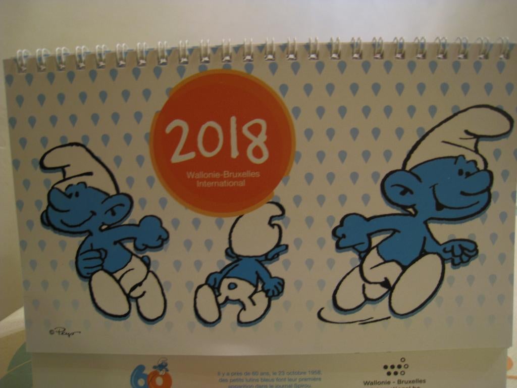 calendrier peyo schtroumpfs bd 2018, Envoi, Neuf, Différents Schtroumpfs, Bande dessinée