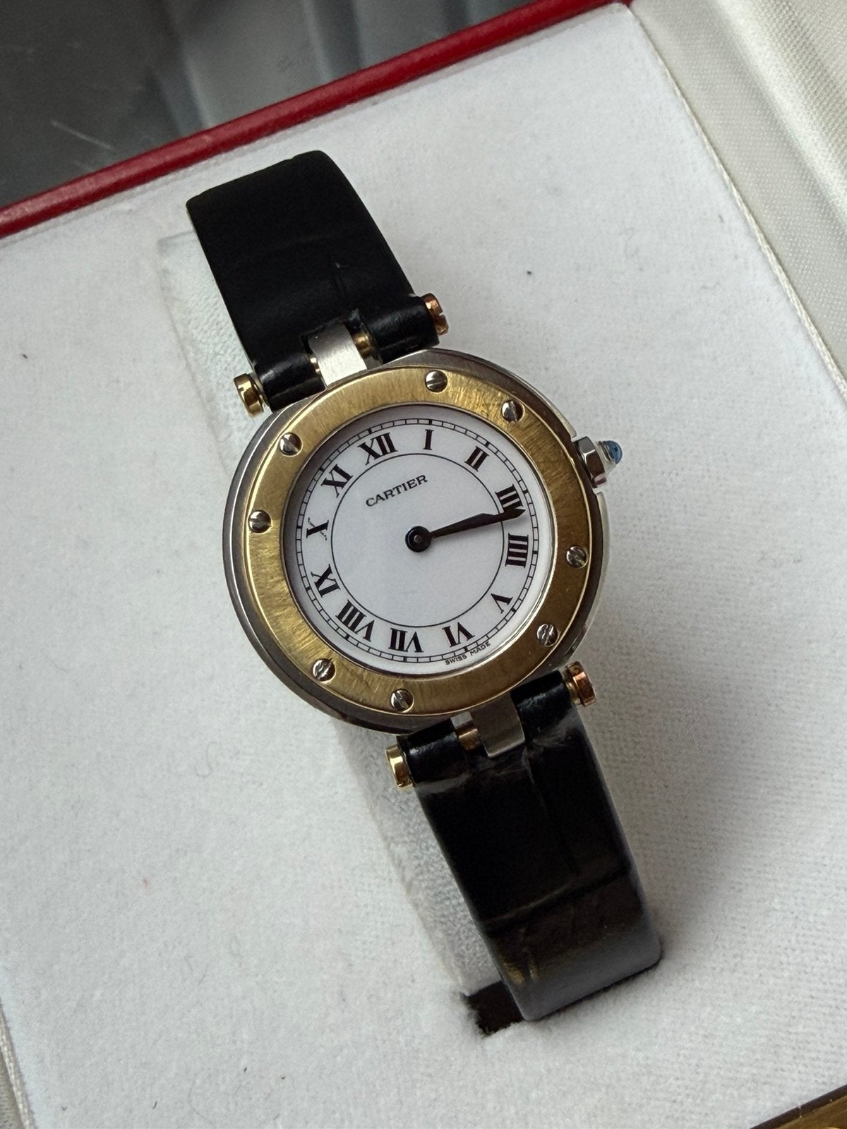 Cartier Vendôme Santos, Leer, Staal, Polshorloge, Zo goed als nieuw