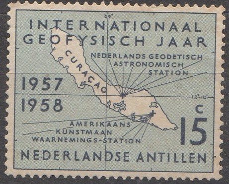 Nederlandse Antillen - Kaart van Curaçao - 1957, Postzegels en Munten, Ophalen of Verzenden, Postfris