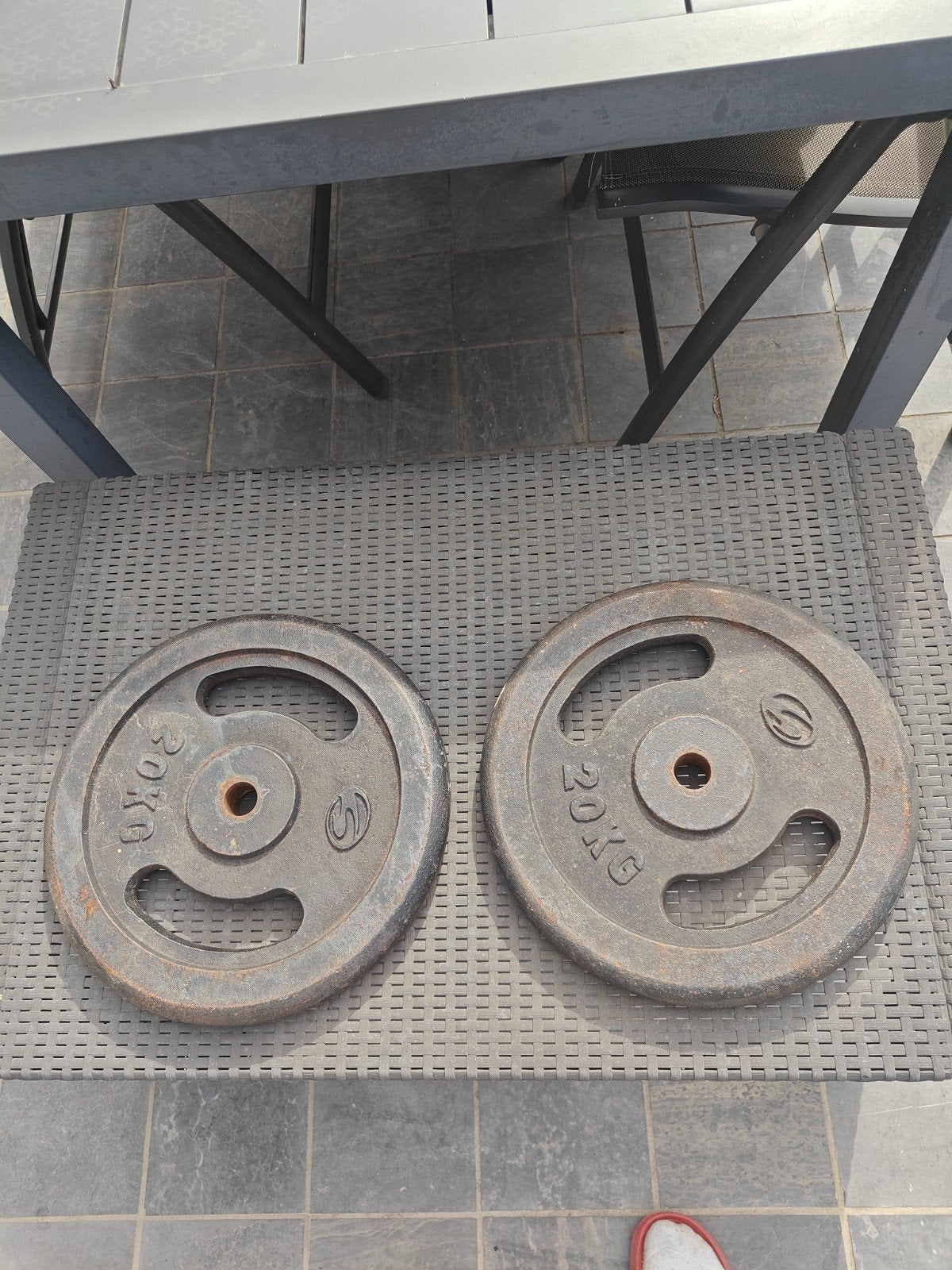 2x gewichten 20 kg, Sport en Fitness, Ophalen