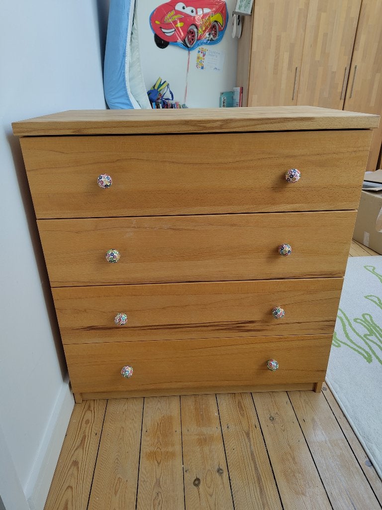 Commode en hêtre massif naturel, Enlèvement, Utilisé, Moins de 140 cm, 70 à 85 cm