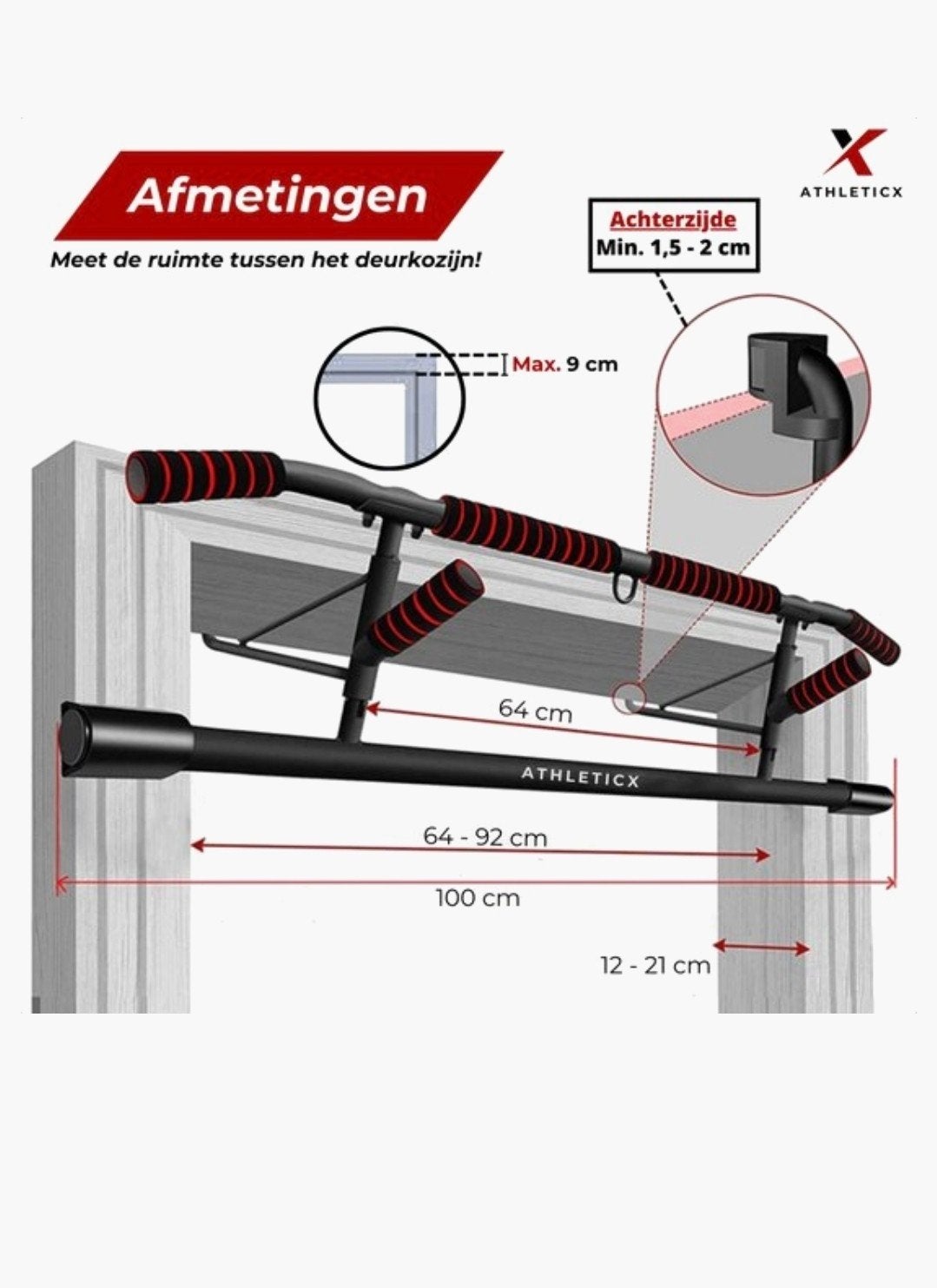 Athleticx Pull-Up Bar - Inklapbaar - Zonder Boren - 200kg -, Vélos & Vélomoteurs, Enlèvement, Comme neuf