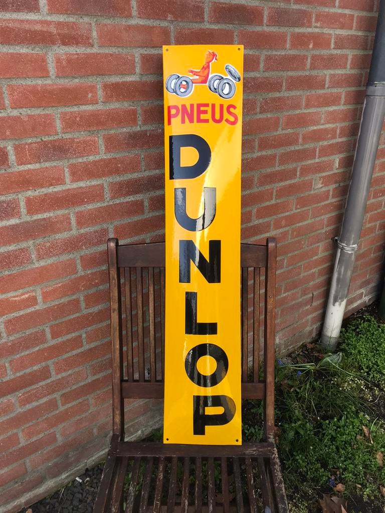 Dunlop banden emaille reclamebord, Verzamelen, Ophalen, Gebruikt, Reclamebord