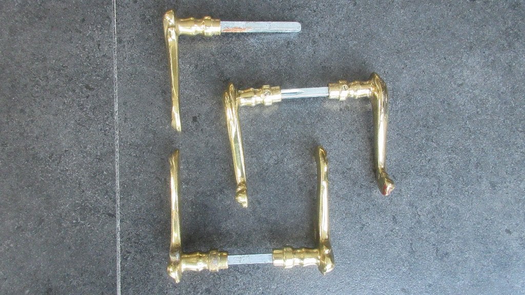 5 messing deurklinken, Ophalen of Verzenden