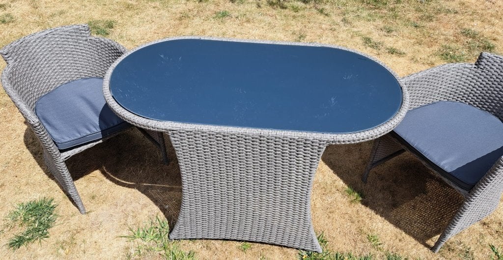 Terrastafel en stoelen, Tuin en Terras, Ophalen, Zo goed als nieuw, 2 zitplaatsen, Loungeset