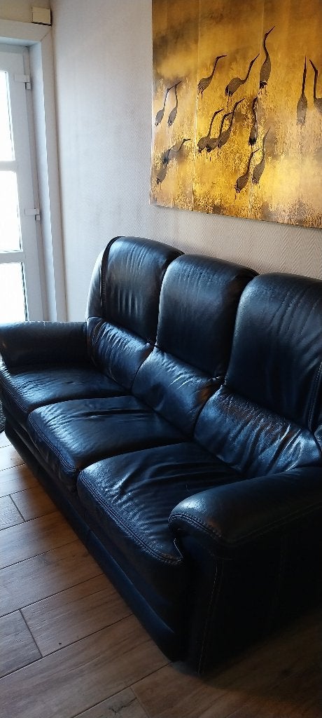 Salon en veritable cuir, Maison & Meubles, 75 à 100 cm, Quatre personnes ou plus, Contemporain, Enlèvement