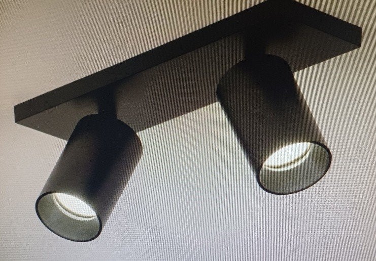 3 Zwarte dubbele opbouwspot, voor wand en plafond (Rietveld), Huis en Inrichting, Ophalen of Verzenden, Zo goed als nieuw, LED
