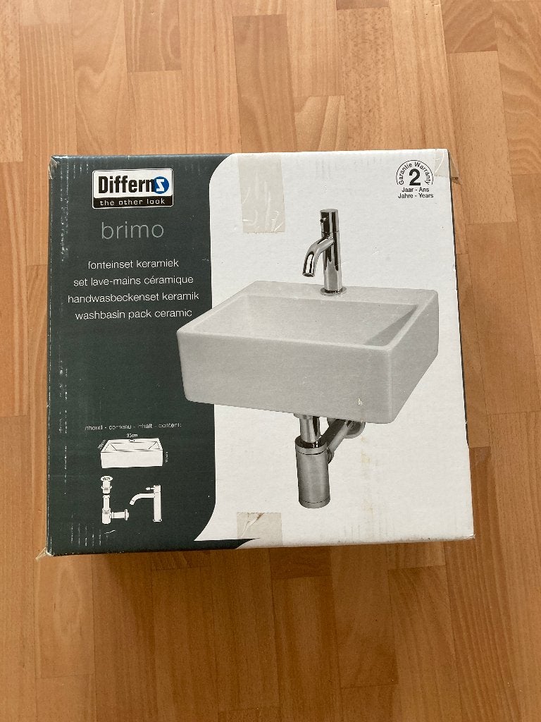 lavabo Brimo (wit) met kraan / Handenwasserset, Huis en Inrichting, Ophalen, Nieuw, Wasbak of Wastafel