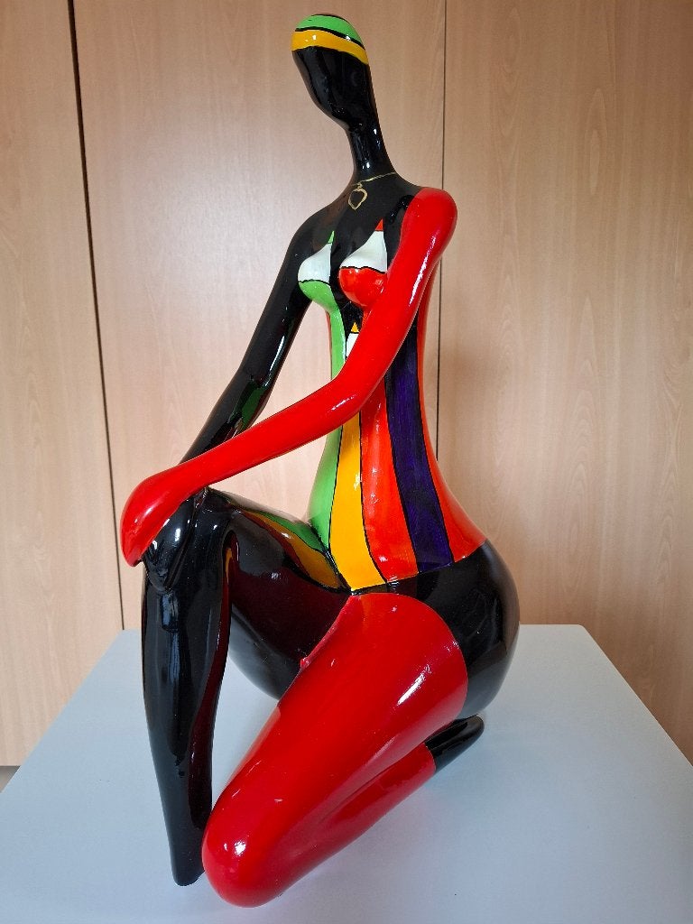 Groot Modern Beeld Vrouw – Nana Pop Art Stijl, Antiquités & Art, Sculpture, Autres matériaux, 62 cm, Enlèvement