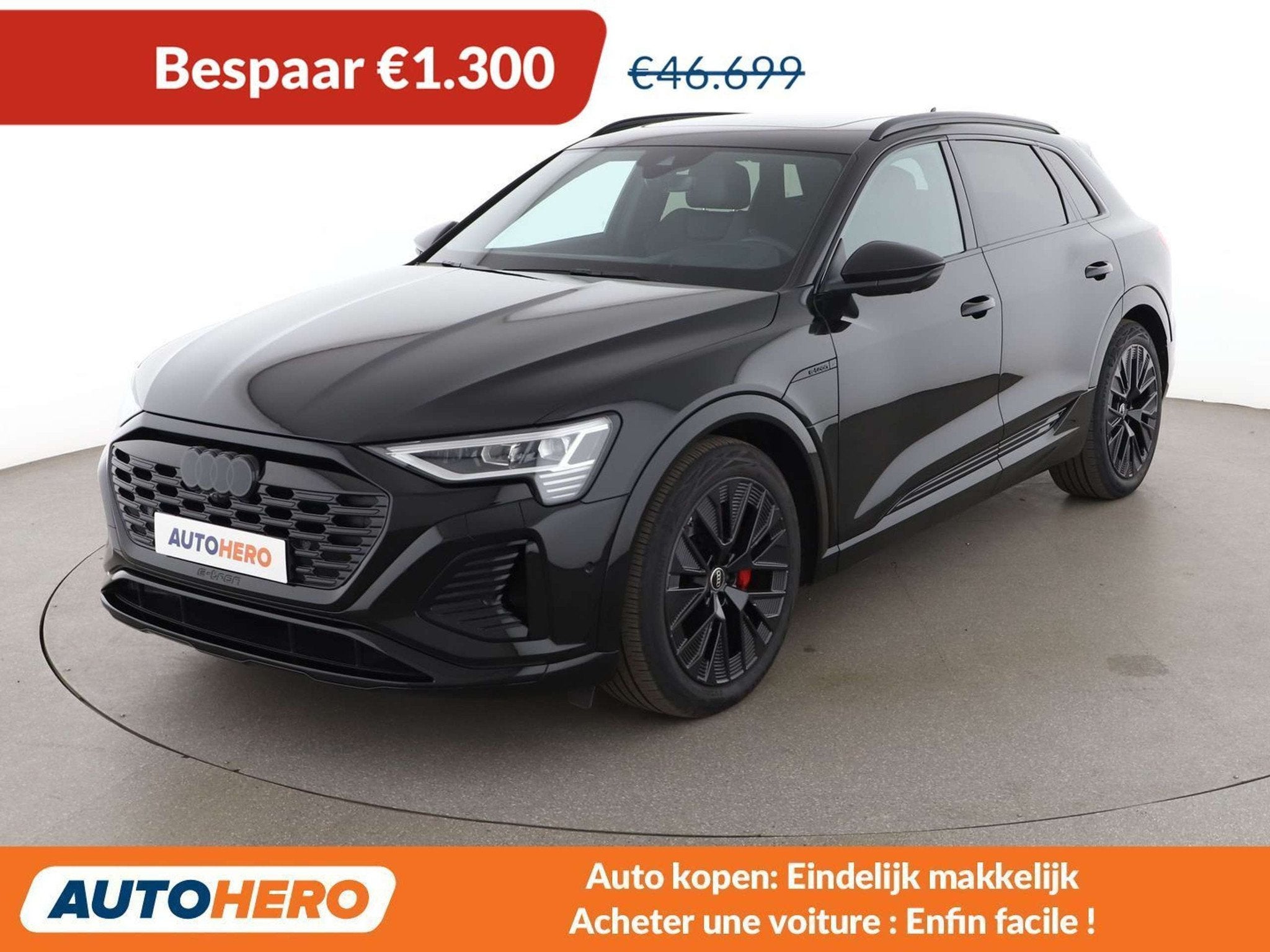 Audi Q8 55 e-tron quattro S line (bj 2024, automaat), Automaat, Gebruikt, Zwart, Leder