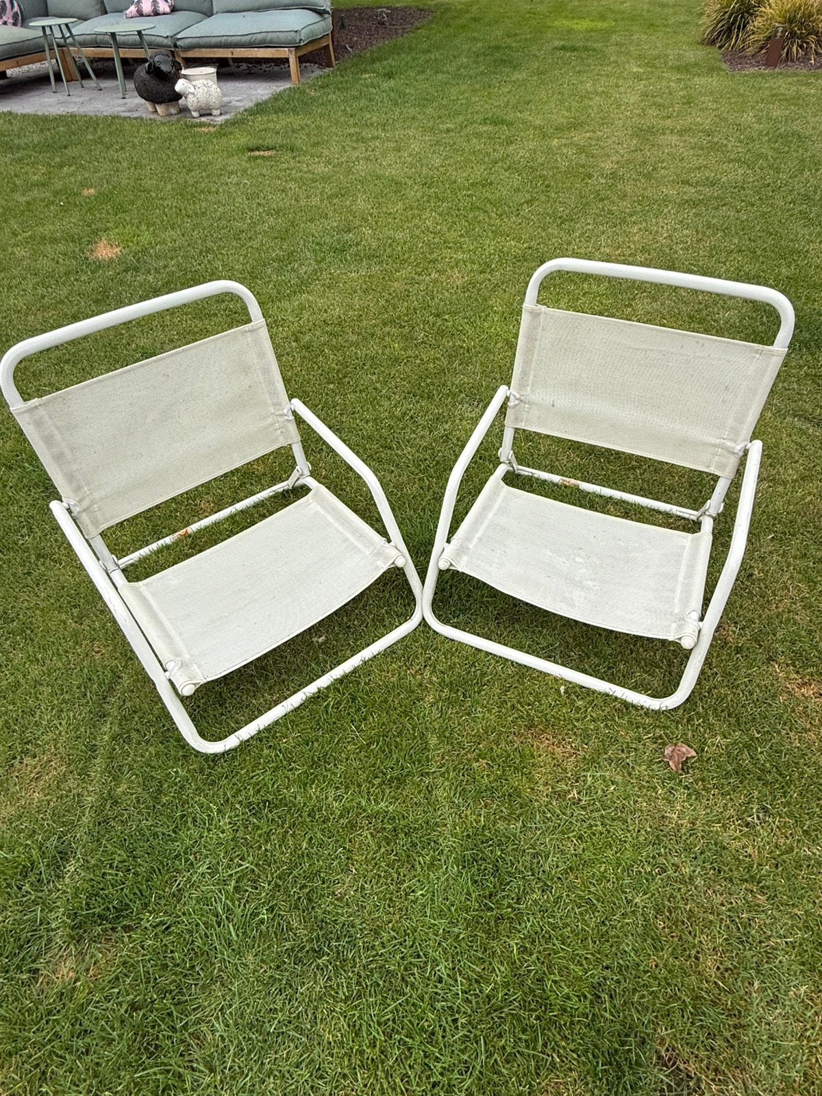 2 witte  strandstoelen opplooibaar, Caravans en Kamperen, Ophalen, Zo goed als nieuw