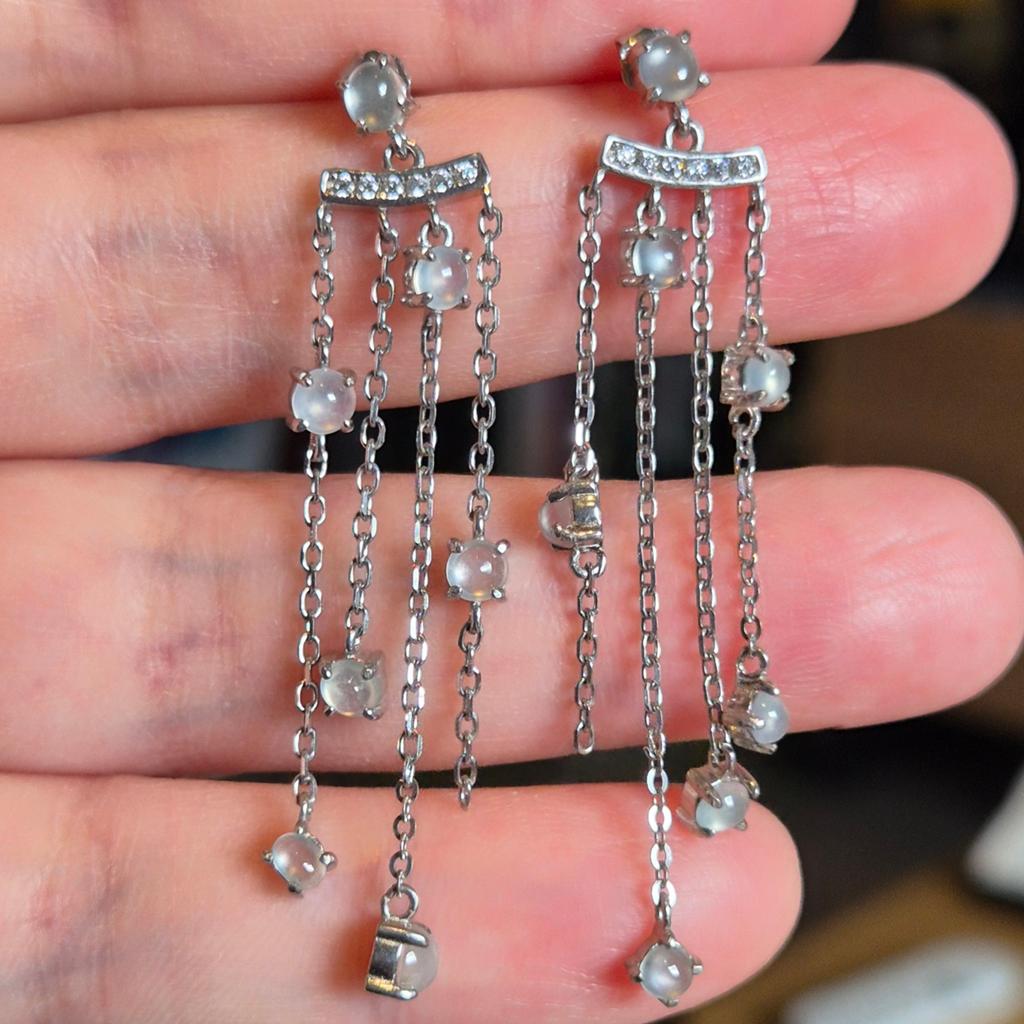 Boucles d'oreilles en argent S925, type A, jadéite., Bijoux, Sacs & Beauté, Boucles d'oreilles, Autres couleurs, Comme neuf, Avec pierre précieuse