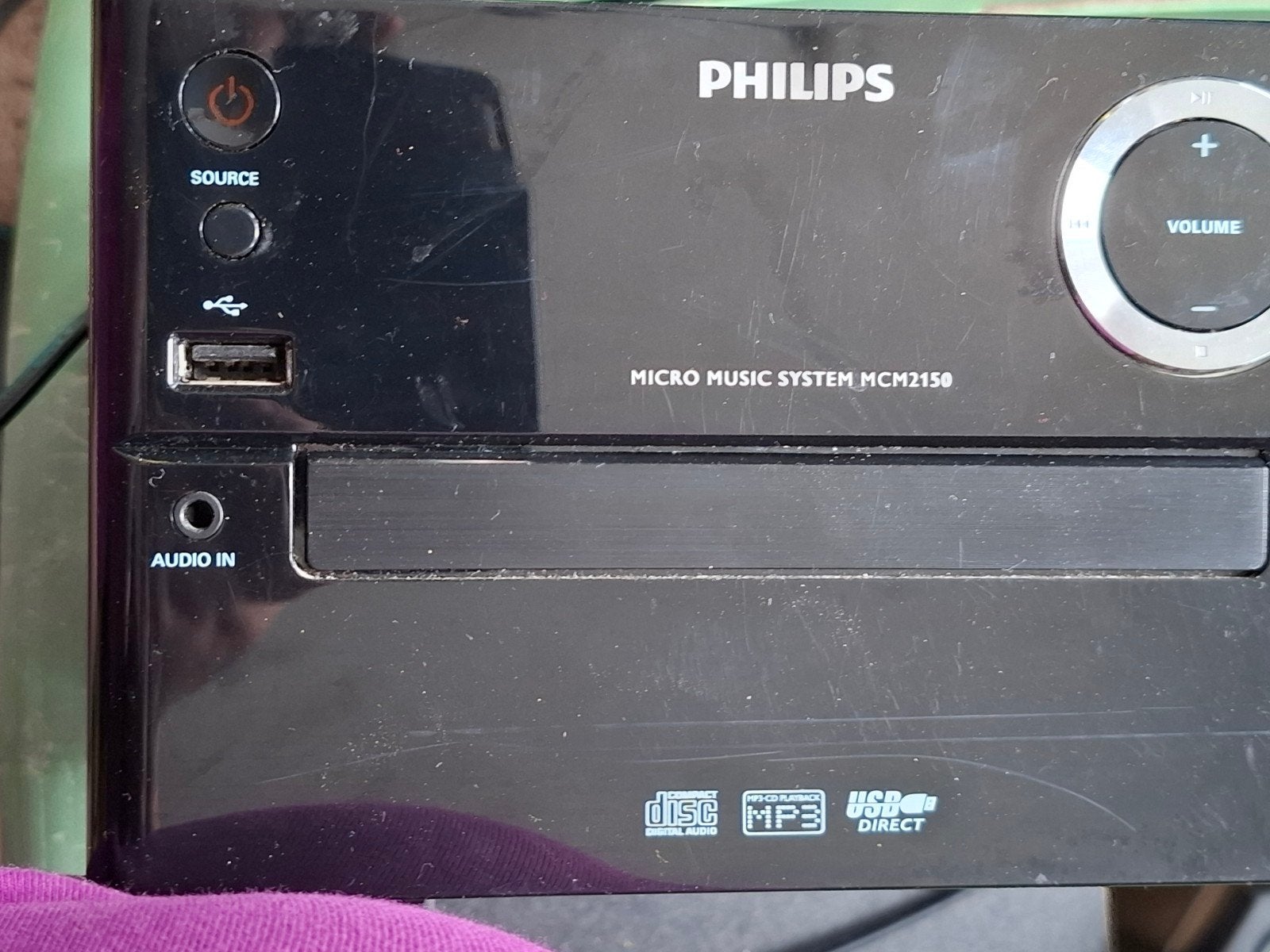 Philips radio cd usb met twee boxen, TV, Hi-fi & Vidéo, Chaîne Hi-fi, Philips, Enlèvement, Utilisé, Composants en vrac