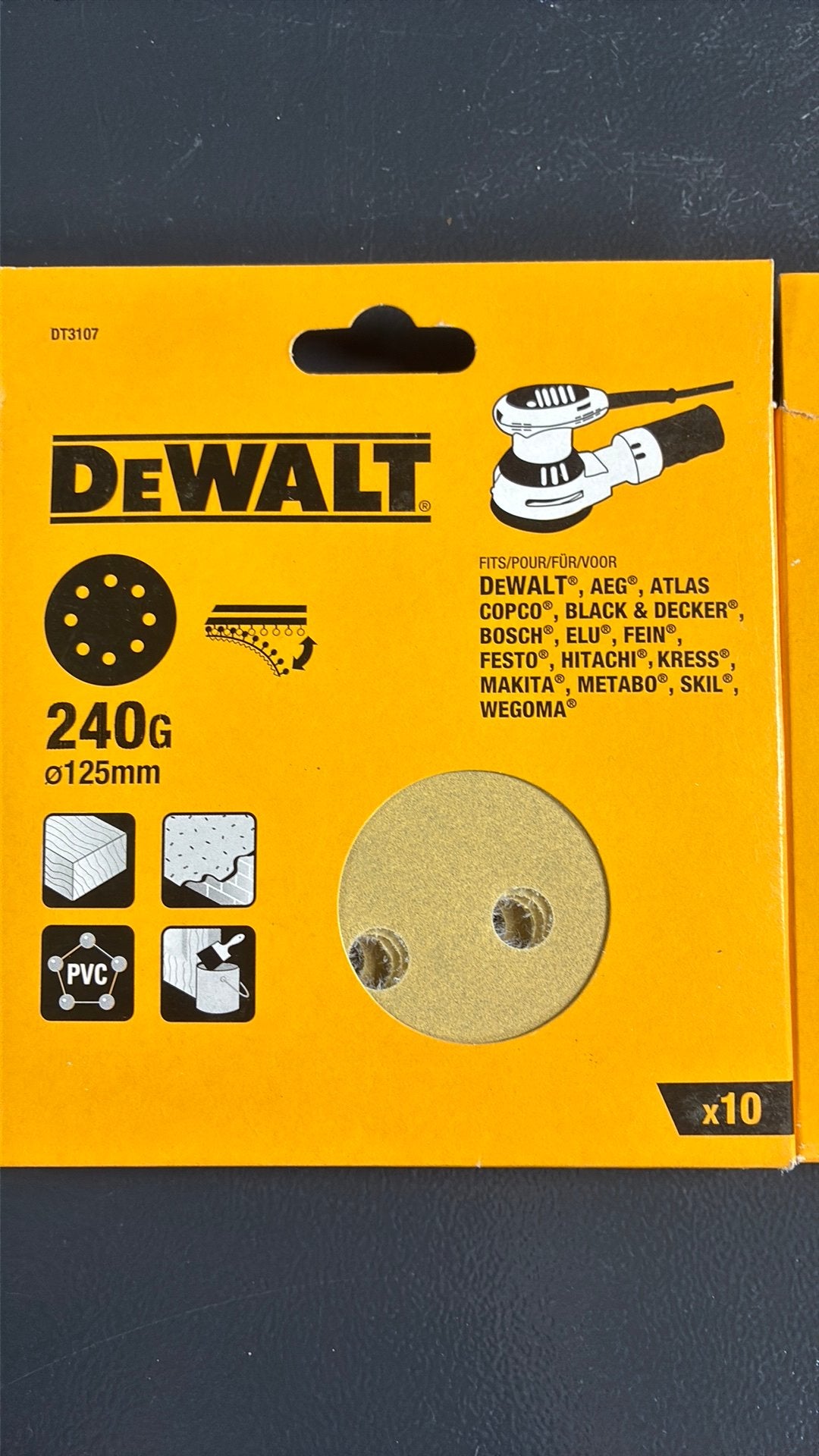 DeWalt schuurschijven 8 gaten 240G, Ophalen, Zo goed als nieuw, DeWalt