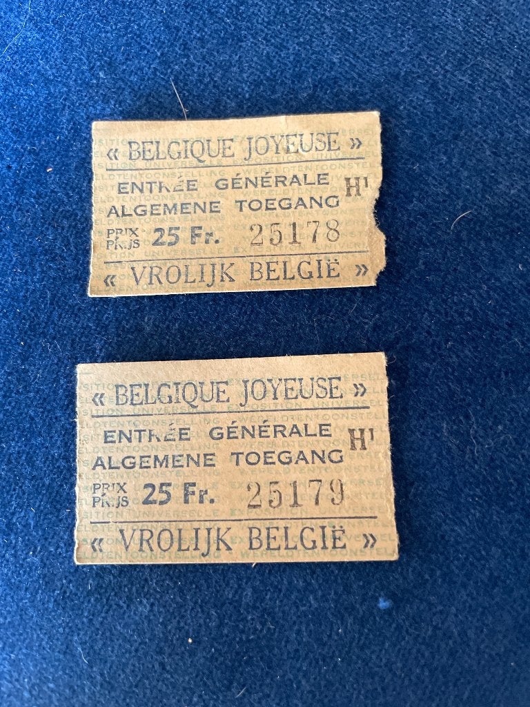2 tiquets d’entrée Expo ‘58, Enlèvement ou Envoi, Autres types