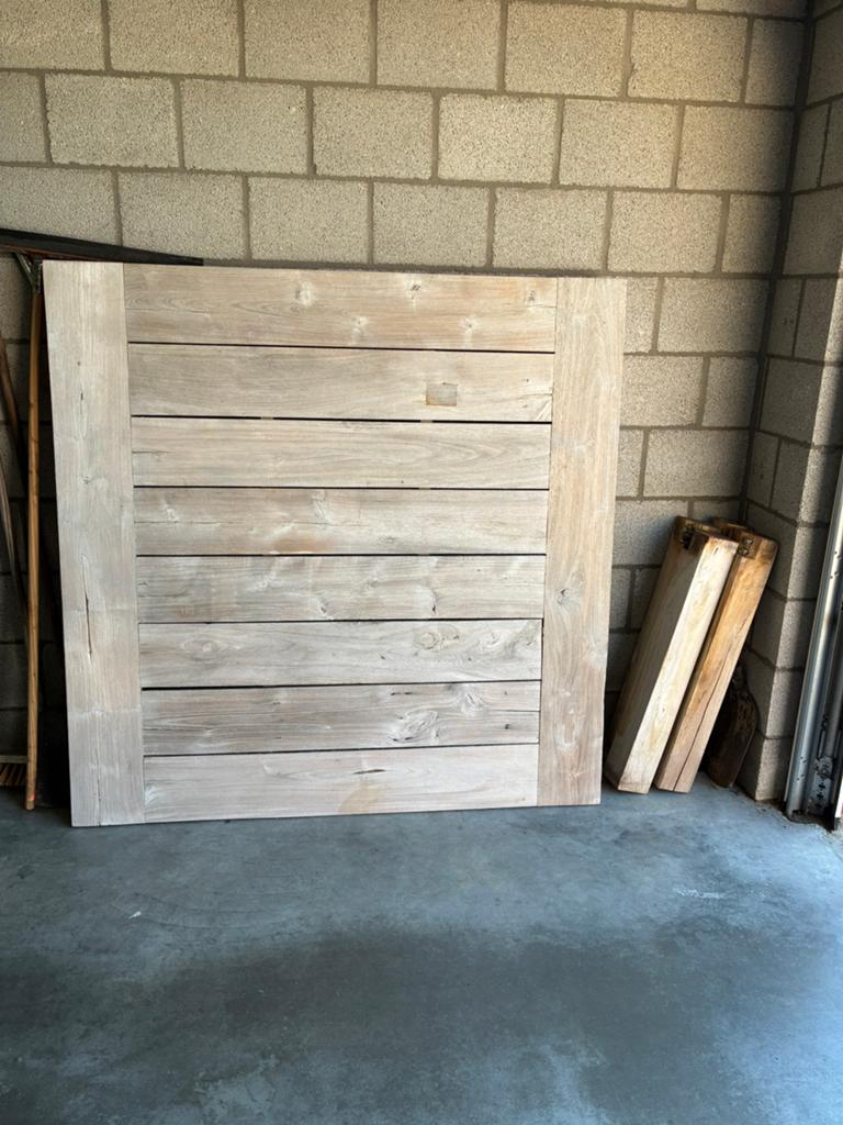 stevige tuintafel uit teak hout lange levenduur voor hout, Ophalen, Zo goed als nieuw, Vierkant, Hout